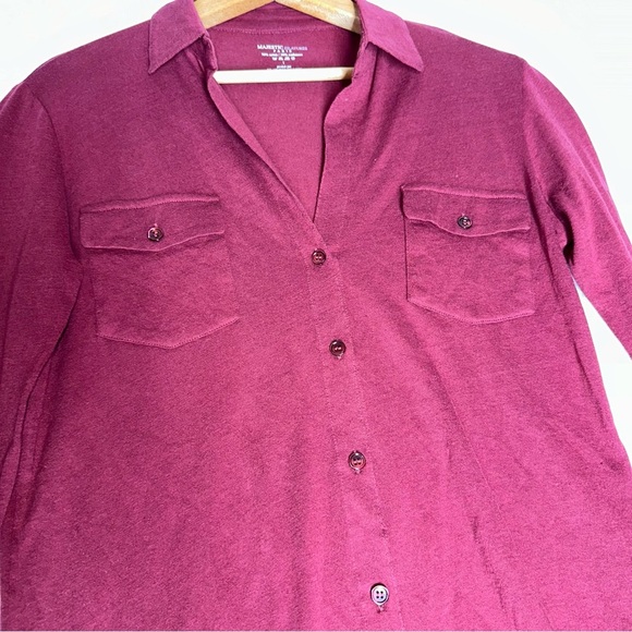 Majestic Filatures Paris Burgundy Red Cotton Cashmere LS Button Up Shirt Top S - Picture 4 of 9
